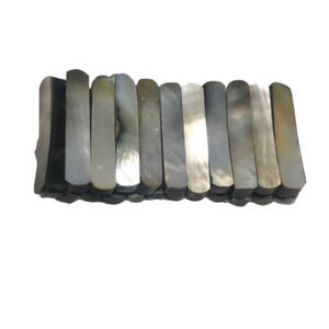 𝅺vtg Grey Iridescent Mother of Pearl Stick Stretch Bracelet 6”